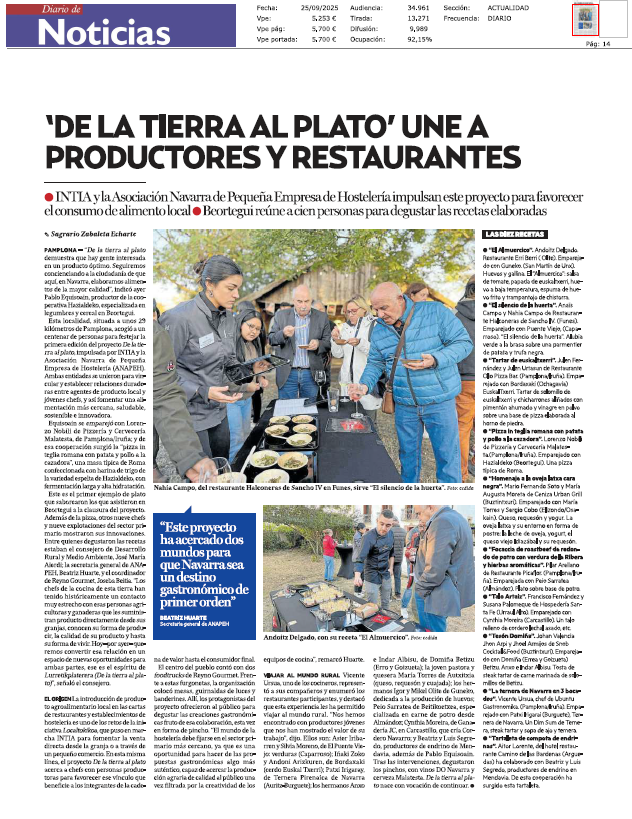 Fotografía del pantallazo de la noticia en la edición impresa del Diario de Noticias