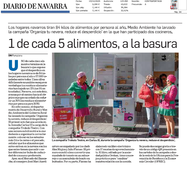 Fotografía del pantallazo de la noticia en la edición impresa del Diario de Navarra