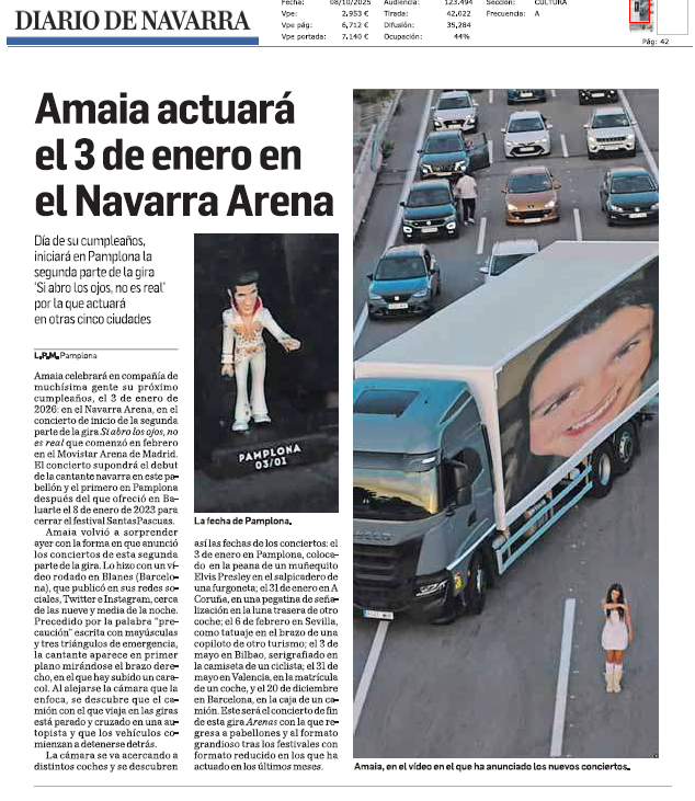 Fotografía del pantallazo de la noticia en la edición impresa del Diario de Navarra