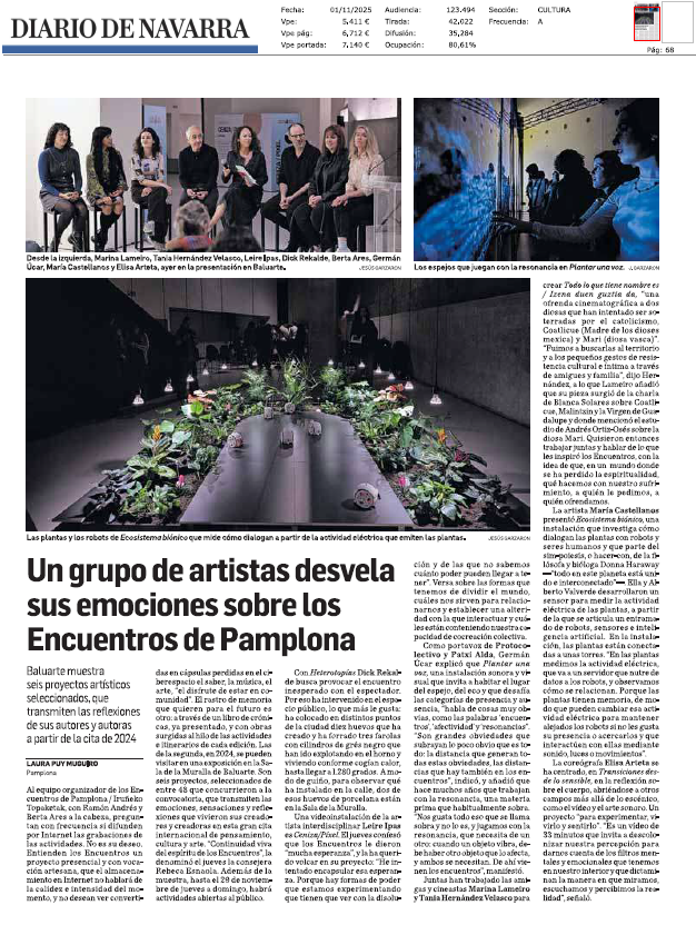 Fotografía del pantallazo de la noticia en la edición impresa de Diario de Navarra