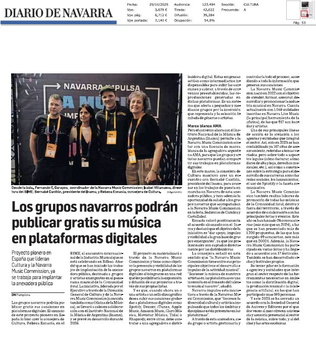 Fotografía del pantallazo de la noticia en la edición impresa de Diario de Navarra
