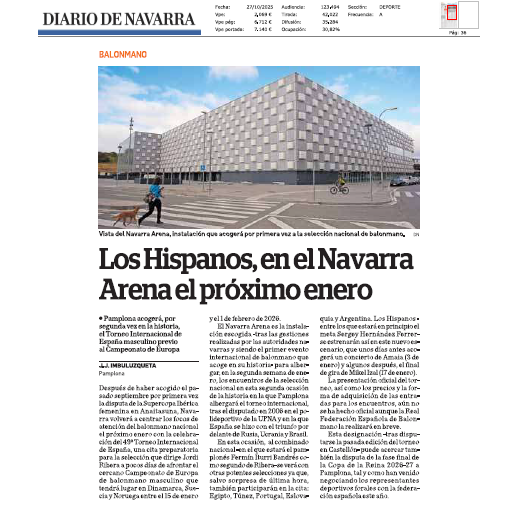 Fotografía del pantallazo de la noticia en la edición impresa de Diario de Navarra