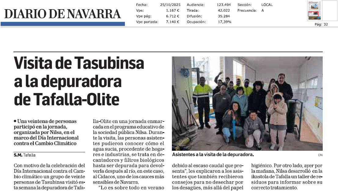 Fotografía del pantallazo de la noticia en la edición impresa de Diario de Navarra