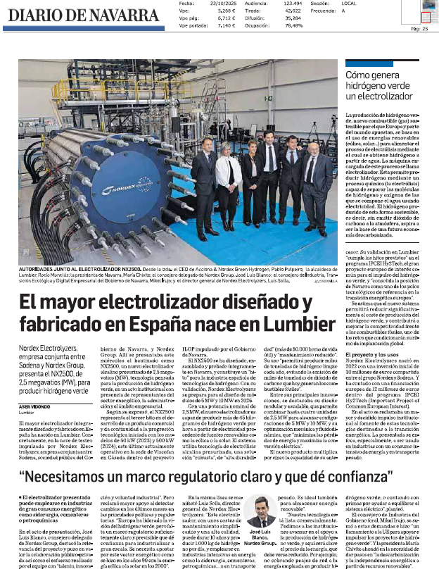 Fotografía del pantallazo de la noticia en la edición impresa de Diario de Navarra