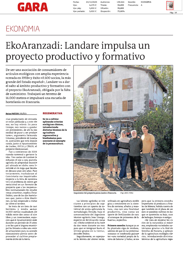 Fotografía del pantallazo de la noticia en la edición impresa de Gara