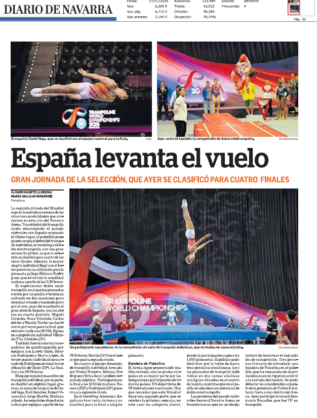 Fotografía del pantallazo de la noticia en la edición impresa de Diario de Navarra