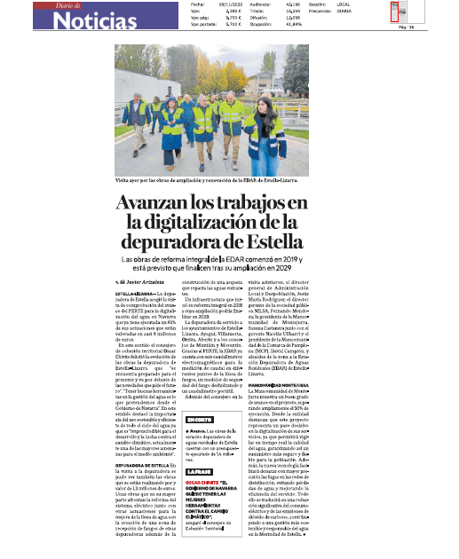 Fotografía del pantallazo de la noticia en la edición impresa de Diario de Noticias 