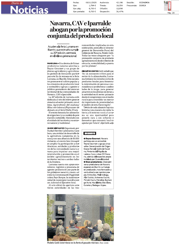 Fotografía del pantallazo de la noticia en la edición impresa de Diario de Noticias 