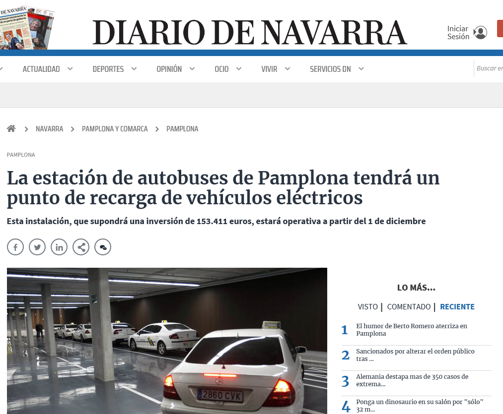 Noticia en la edición online del Diario de Navarra