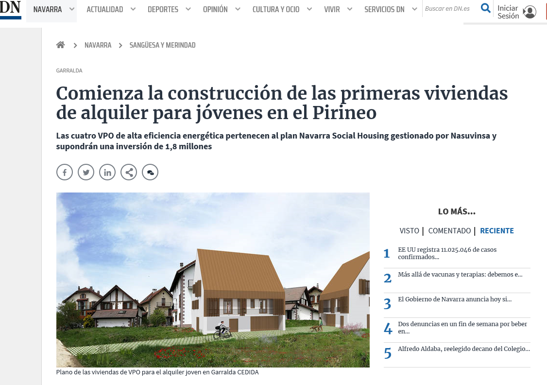 Noticia en la edición online del Diario de Navarra