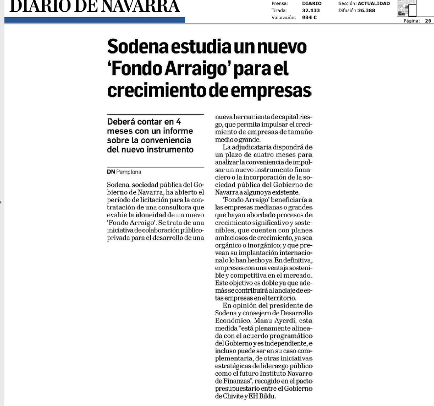 Noticia en la edición impresa del Diario de Navarra