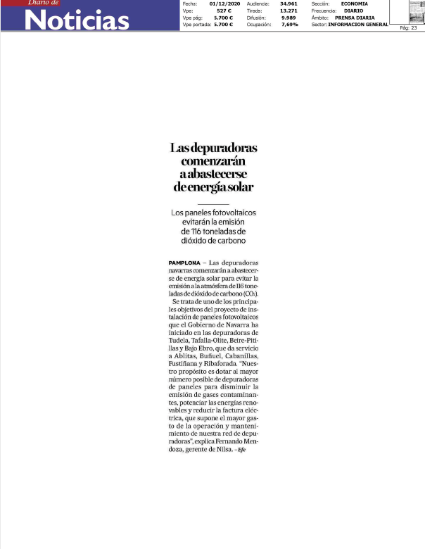 Noticia en la edición impresa del Diario de Noticias