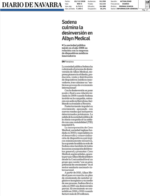 Noticia en la edición impresa del Diario de Navarra