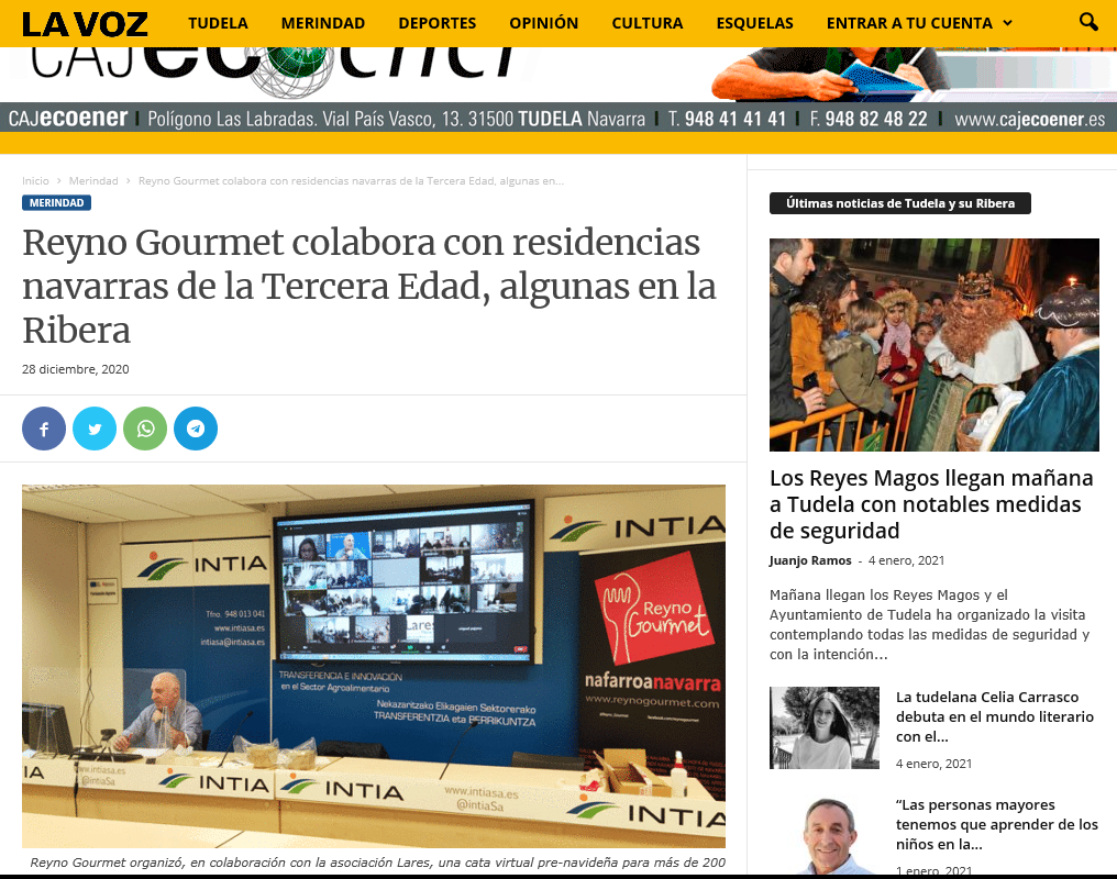 Noticia en la edición digital de la Voz de la Ribera