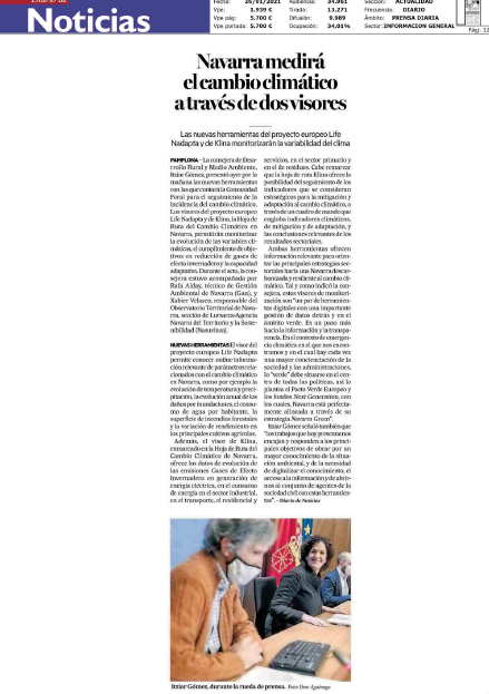 Fotografía del pantallazo de la noticia en la edición impresa del Diario de Noticias