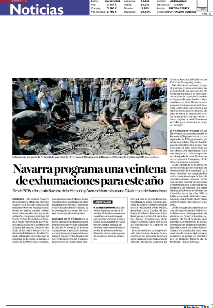 Fotografía del pantallazo de la noticia en la edición impresa del Diario de Noticias