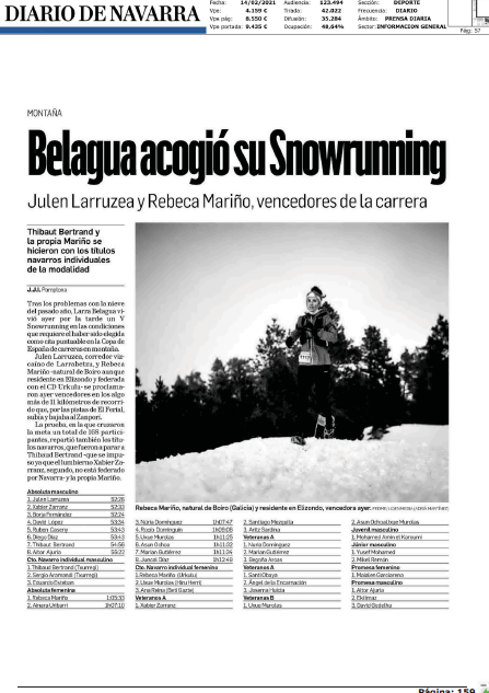 Fotografía del pantallazo de la noticia en la edición impresa del Diario de Navarra