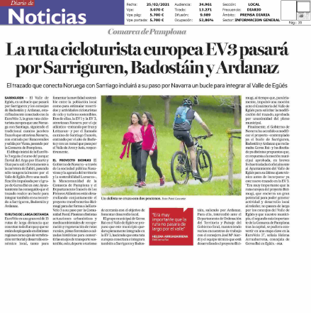 Fotografía del pantallazo de la noticia en la edición impresa del Diario de Noticias