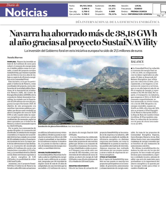 Fotografía del pantallazo de la noticia en la edición impresa del Diario de Noticias
