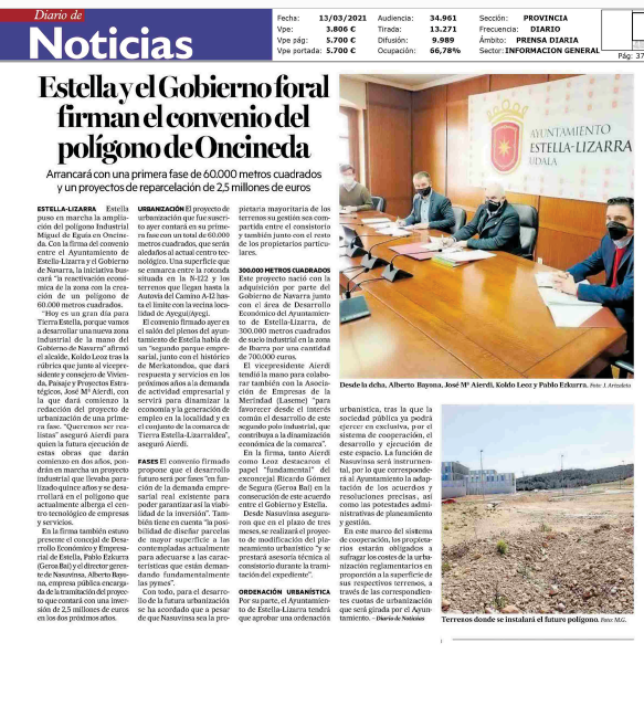 Fotografía del pantallazo de la noticia en la edición impresa del Diario de Noticias.