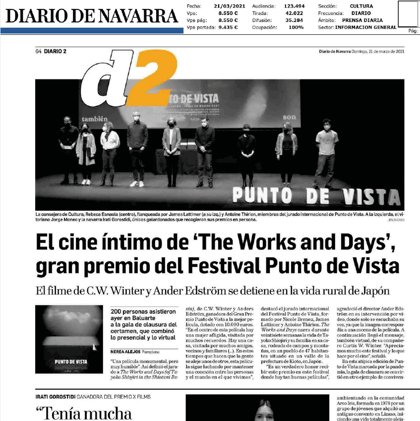 Fotografía del pantallazo de la noticia en la edición impresa del Diario de Navarra