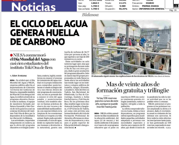 Fotografía del pantallazo de la noticia en la edición impresa del Diario de Noticias