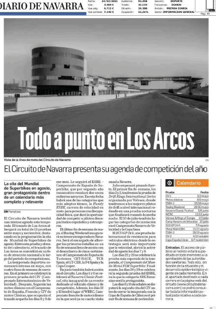 Fotografía del pantallazo de la noticia en la edición impresa del Diario de Navarra