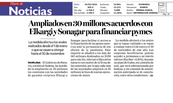 Fotografía del pantallazo de la noticia en la edición impresa del Diario de Noticias