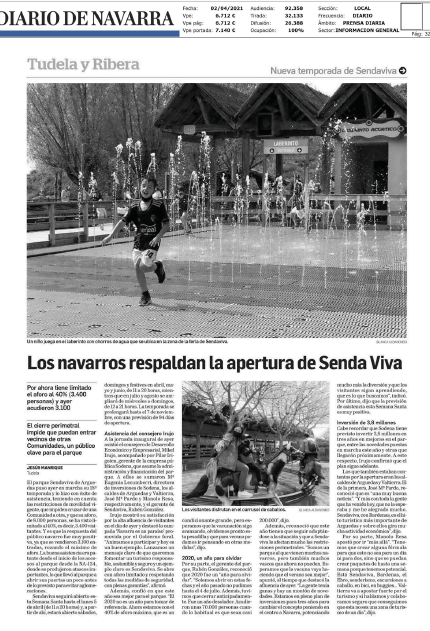 Fotografía del pantallazo de la noticia en la edición impresa del Diario de Navarra