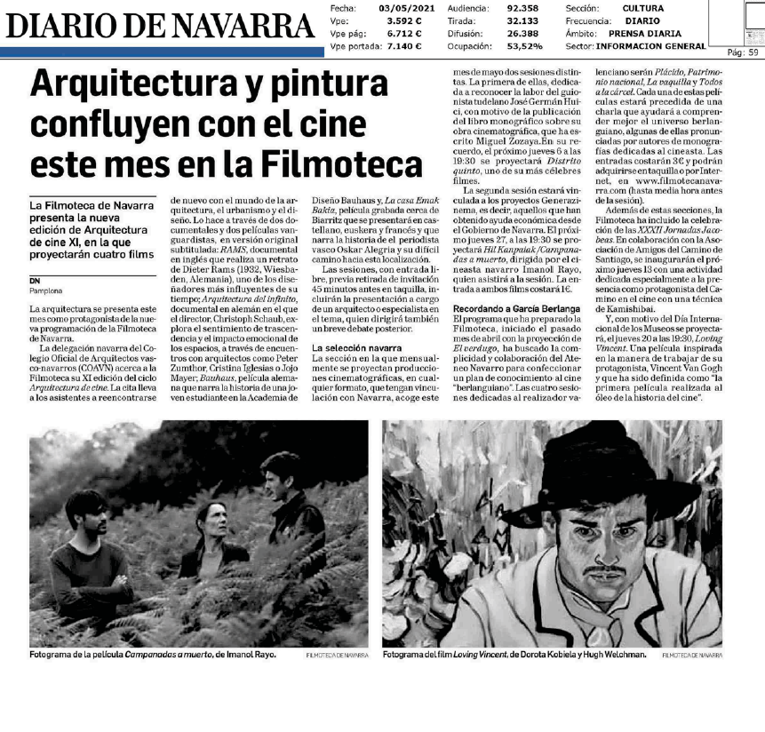 Fotografía del pantallazo de la noticia en la edición impresa del Diario de Navarra