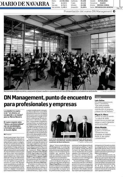 Fotografía del pantallazo de la noticia en la édición impresa del Diario de Navarra