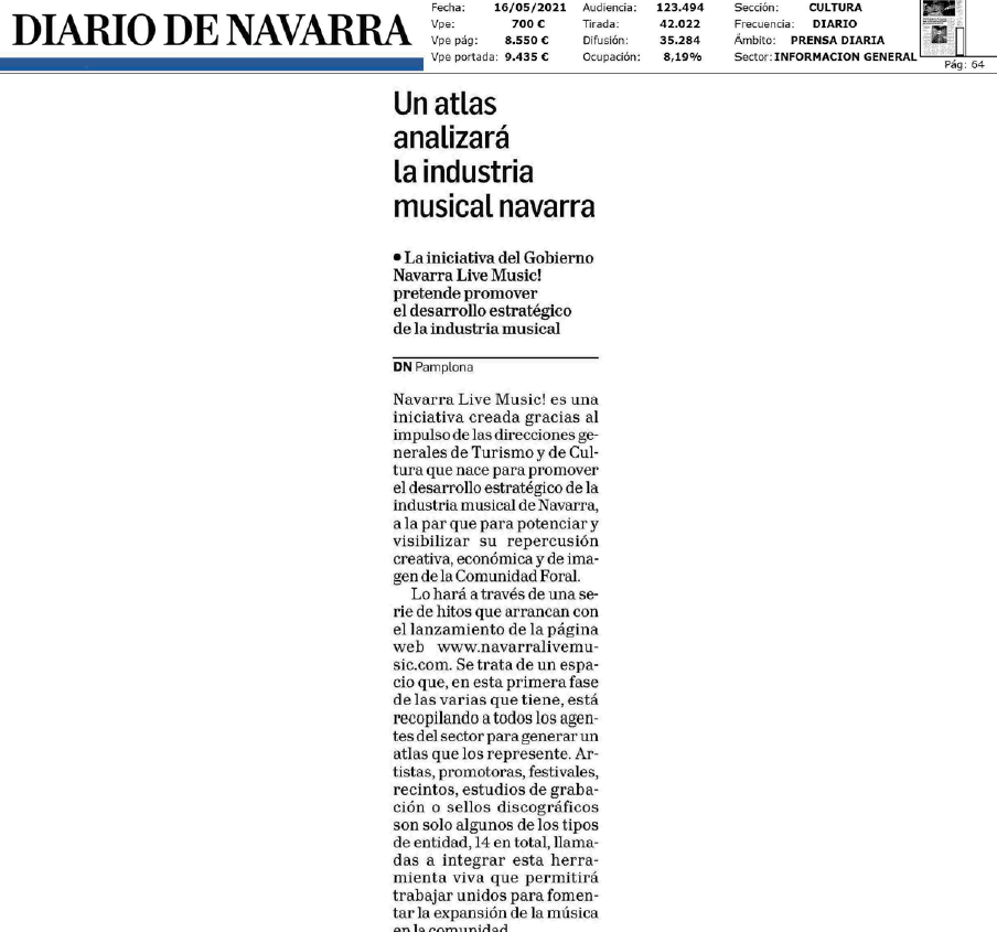 Fotografía del pantallazo de la noticia en la edición impresa del Diario de Navarra