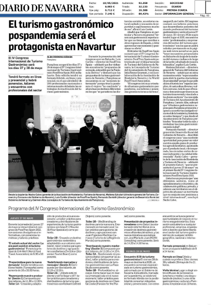 Fotografía del pantallazo de la noticia en la edición impresa del Diario de Navarra