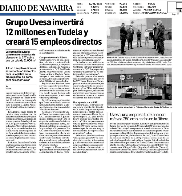 Fotografía del pantallazo de la noticia en la edición impresa del Diario de Navarra