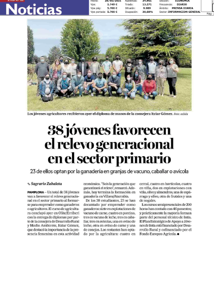 Fotografía del pantallazo de la noticia en la edición impresa del Diario de Noticias