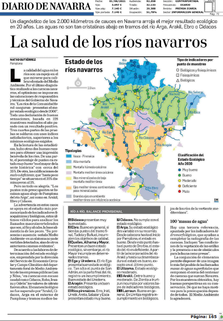 Fotografía del pantallazo de la noticia en la edición impresa del Diario de Navarra