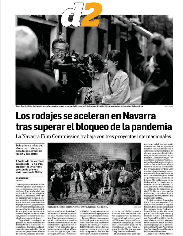 Fotografía del pantallazo de la noticia en la edición impresa del Diario de Navarra