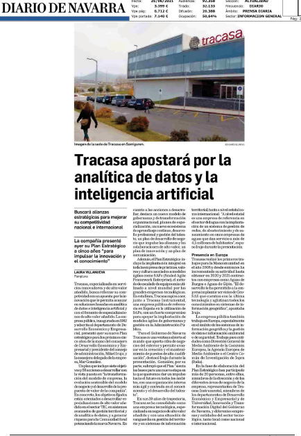 Fotografía del pantallazo de la noticia en la edición impresa del Diario de Navarra