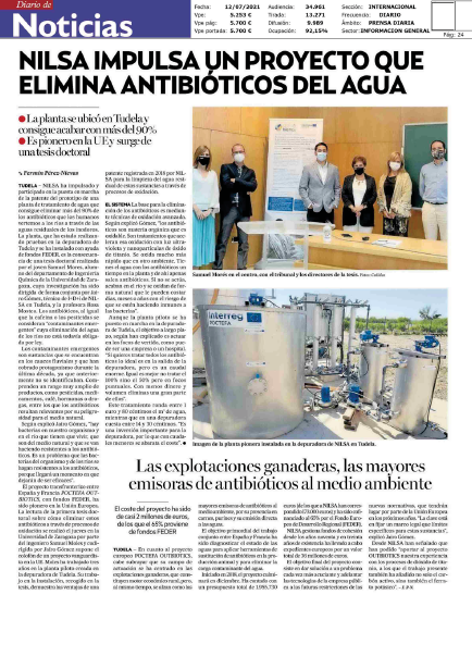 Fotografía del pantallazo de la noticia en la edición impresa del Diario de Noticias