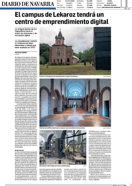 Fotografía del pantallazo de la noticia en la edición impresa del Diario de Navarra