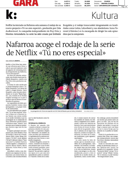 Fotografía del pantallazo de la noticia en la edición impresa del Gara