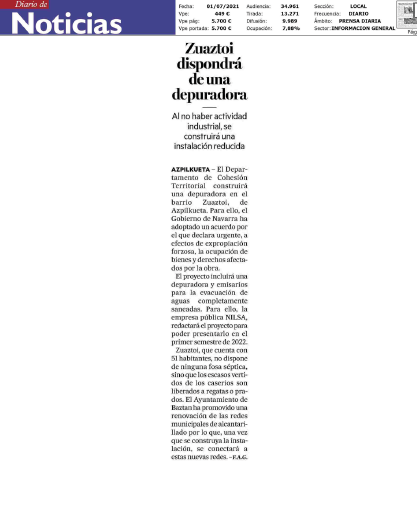 Fotografía del pantallazo de la noticia en la edición impresa del Diario de Noticias
