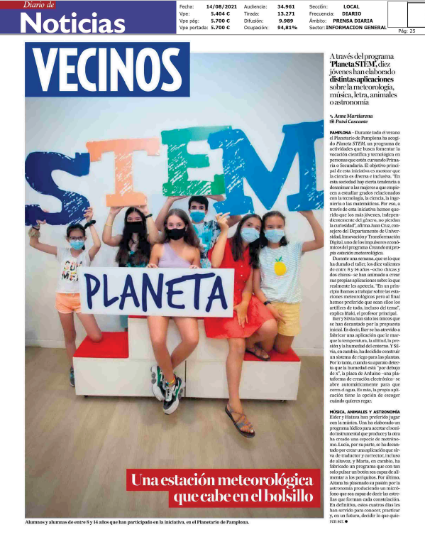 Fotografía del pantallazo de la noticia en la edición impresa del Diario de Noticias