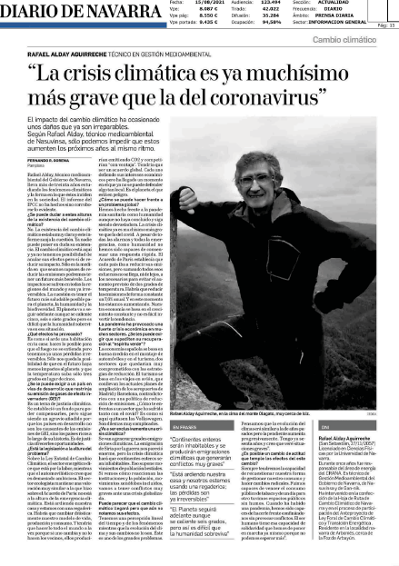 Fotografía del pantallazo de la noticia en la edición impresa del Diario de Navarra