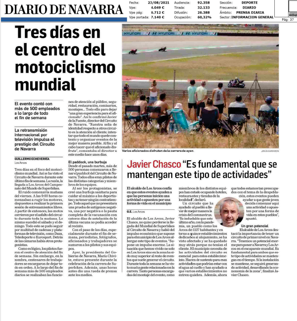 Fotografía del pantallazo de la noticia en la edición impresa del Diario de Navarra