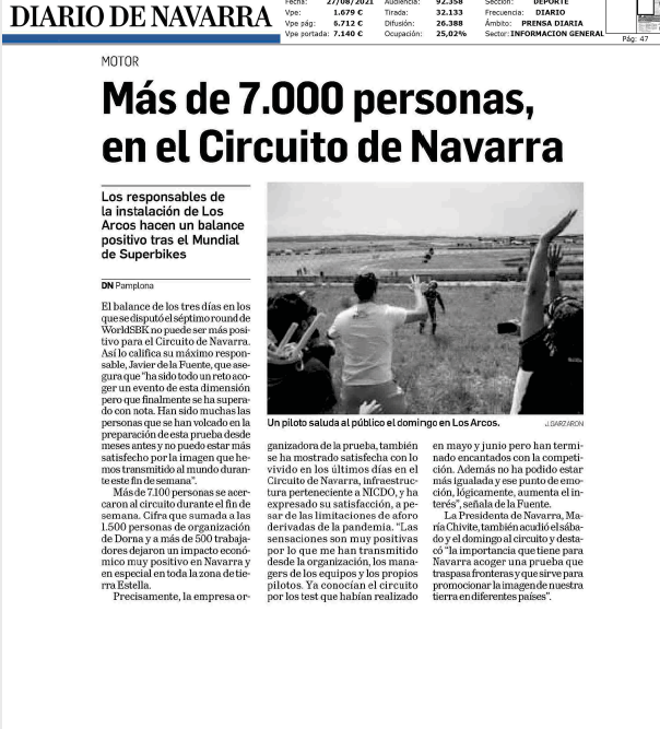 Fotografía del pantallazo de la noticia en la edición impresa del Diario de Navarra