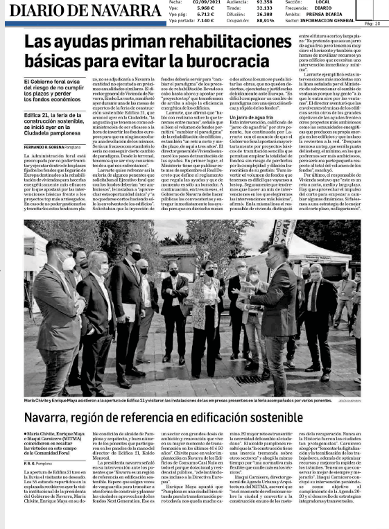 Fotografía del pantallazo de la noticia en la edición impresa del Diario de Navarra