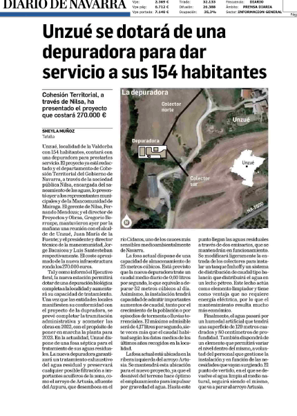 Fotografía del pantallazo de la noticia en la edición impresa del Diario de Navarra