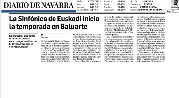 Fotografía del pantallazo de la noticia en la edición impresa del Diario de Navarra