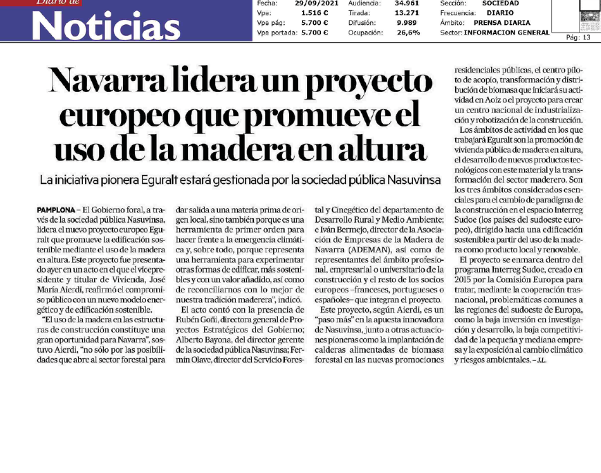 Fotografía del pantallazo de la noticia en la edición impresa del Diario de Noticias